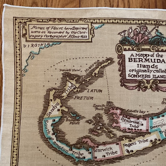 VTG Pure Irish Linen Bermuda Map - Picture 3 of 10
